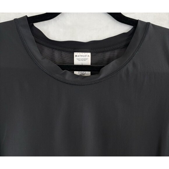 ATHLETA Women Crop Top Mesh Back Sleeveless Stretch Sz L Black Workout Gym 3-18 - Picture 3 of 10